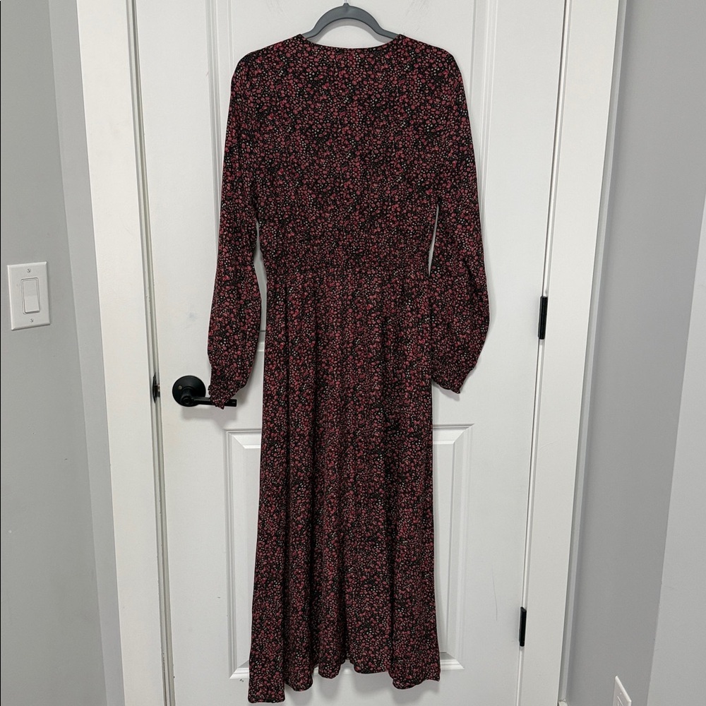 Women’s Floral Long Sleeve V-Neck Smocked Waist Maxi Dress size Large - Picture 6 of 6